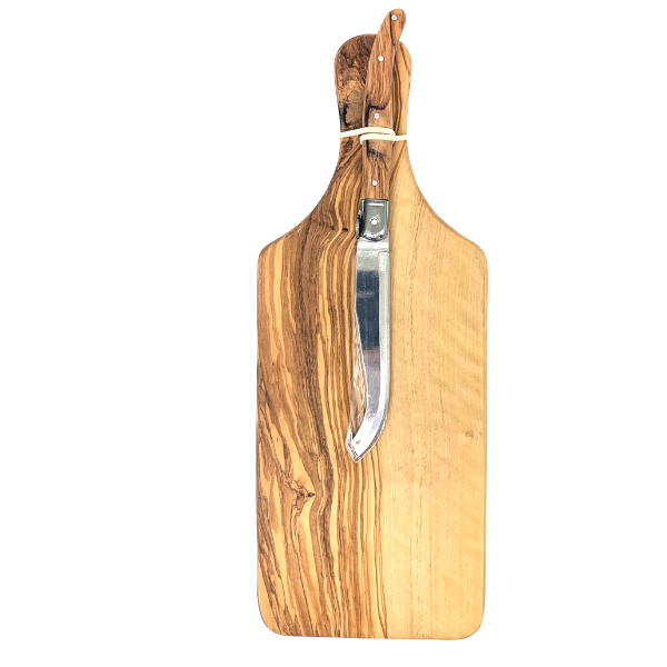 Handmade Olive Wood Knife and Small Cutting Board SET, Wooden Cheese,  Vegies and Fruits SET of Cutting Knife and Board, by Josef Woodturner 